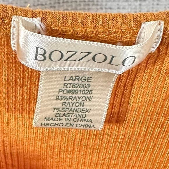 Bozzolo v neck tan lettuce hem cropped top size L - Picture 5 of 5